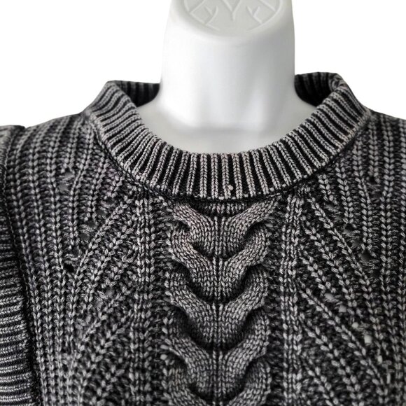 EVEREVE Charcoal Cable Knit Pullover Sweater Crew Neck- S - Picture 6 of 10